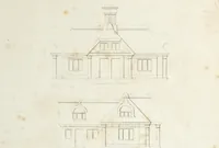 An illustration from Domestic architecture, being a series of designs for mansions, villas, rectory houses, parsonage houses, bailiffs' lodge, gardener's lodge, game-keeper's lodge, park gate lodges, etc. in the Grecian, Italian, and old English styles of architecture. With observations on the appropriate choice of site; the whole designed with strict reference to the practicability of erection, and with due attention to the important consideration of uniting elegance, convenience and domestic comfort with economy ... With accurate estimates appended to each design (1833)