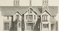 An illustration from Domestic architecture, being a series of designs for mansions, villas, rectory houses, parsonage houses, bailiffs' lodge, gardener's lodge, game-keeper's lodge, park gate lodges, etc. in the Grecian, Italian, and old English styles of architecture. With observations on the appropriate choice of site; the whole designed with strict reference to the practicability of erection, and with due attention to the important consideration of uniting elegance, convenience and domestic comfort with economy ... With accurate estimates appended to each design (1833)