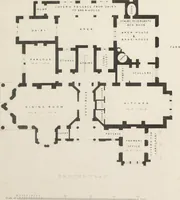 An illustration from Domestic architecture, being a series of designs for mansions, villas, rectory houses, parsonage houses, bailiffs' lodge, gardener's lodge, game-keeper's lodge, park gate lodges, etc. in the Grecian, Italian, and old English styles of architecture. With observations on the appropriate choice of site; the whole designed with strict reference to the practicability of erection, and with due attention to the important consideration of uniting elegance, convenience and domestic comfort with economy ... With accurate estimates appended to each design (1833)