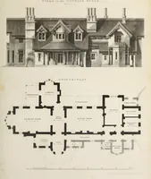 An illustration from Domestic architecture, being a series of designs for mansions, villas, rectory houses, parsonage houses, bailiffs' lodge, gardener's lodge, game-keeper's lodge, park gate lodges, etc. in the Grecian, Italian, and old English styles of architecture. With observations on the appropriate choice of site; the whole designed with strict reference to the practicability of erection, and with due attention to the important consideration of uniting elegance, convenience and domestic comfort with economy ... With accurate estimates appended to each design (1833)