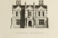 An illustration from Domestic architecture, being a series of designs for mansions, villas, rectory houses, parsonage houses, bailiffs' lodge, gardener's lodge, game-keeper's lodge, park gate lodges, etc. in the Grecian, Italian, and old English styles of architecture. With observations on the appropriate choice of site; the whole designed with strict reference to the practicability of erection, and with due attention to the important consideration of uniting elegance, convenience and domestic comfort with economy ... With accurate estimates appended to each design (1833)