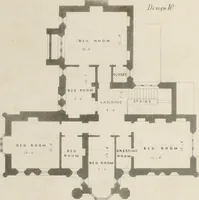 An illustration from Domestic architecture, being a series of designs for mansions, villas, rectory houses, parsonage houses, bailiffs' lodge, gardener's lodge, game-keeper's lodge, park gate lodges, etc. in the Grecian, Italian, and old English styles of architecture. With observations on the appropriate choice of site; the whole designed with strict reference to the practicability of erection, and with due attention to the important consideration of uniting elegance, convenience and domestic comfort with economy ... With accurate estimates appended to each design (1833)