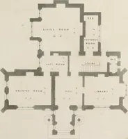 An illustration from Domestic architecture, being a series of designs for mansions, villas, rectory houses, parsonage houses, bailiffs' lodge, gardener's lodge, game-keeper's lodge, park gate lodges, etc. in the Grecian, Italian, and old English styles of architecture. With observations on the appropriate choice of site; the whole designed with strict reference to the practicability of erection, and with due attention to the important consideration of uniting elegance, convenience and domestic comfort with economy ... With accurate estimates appended to each design (1833)