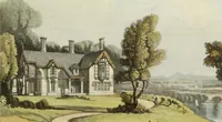 An illustration from Domestic architecture, being a series of designs for mansions, villas, rectory houses, parsonage houses, bailiffs' lodge, gardener's lodge, game-keeper's lodge, park gate lodges, etc. in the Grecian, Italian, and old English styles of architecture. With observations on the appropriate choice of site; the whole designed with strict reference to the practicability of erection, and with due attention to the important consideration of uniting elegance, convenience and domestic comfort with economy ... With accurate estimates appended to each design (1833)