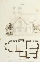An illustration from Domestic architecture, being a series of designs for mansions, villas, rectory houses, parsonage houses, bailiffs' lodge, gardener's lodge, game-keeper's lodge, park gate lodges, etc. in the Grecian, Italian, and old English styles of architecture. With observations on the appropriate choice of site; the whole designed with strict reference to the practicability of erection, and with due attention to the important consideration of uniting elegance, convenience and domestic comfort with economy ... With accurate estimates appended to each design (1833)