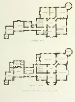 An illustration from Domestic architecture, being a series of designs for mansions, villas, rectory houses, parsonage houses, bailiffs' lodge, gardener's lodge, game-keeper's lodge, park gate lodges, etc. in the Grecian, Italian, and old English styles of architecture. With observations on the appropriate choice of site; the whole designed with strict reference to the practicability of erection, and with due attention to the important consideration of uniting elegance, convenience and domestic comfort with economy ... With accurate estimates appended to each design (1833)