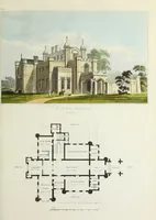 An illustration from Domestic architecture, being a series of designs for mansions, villas, rectory houses, parsonage houses, bailiffs' lodge, gardener's lodge, game-keeper's lodge, park gate lodges, etc. in the Grecian, Italian, and old English styles of architecture. With observations on the appropriate choice of site; the whole designed with strict reference to the practicability of erection, and with due attention to the important consideration of uniting elegance, convenience and domestic comfort with economy ... With accurate estimates appended to each design (1833)