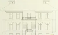 An illustration from Domestic architecture, being a series of designs for mansions, villas, rectory houses, parsonage houses, bailiffs' lodge, gardener's lodge, game-keeper's lodge, park gate lodges, etc. in the Grecian, Italian, and old English styles of architecture. With observations on the appropriate choice of site; the whole designed with strict reference to the practicability of erection, and with due attention to the important consideration of uniting elegance, convenience and domestic comfort with economy ... With accurate estimates appended to each design (1833)