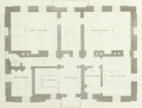 An illustration from Domestic architecture, being a series of designs for mansions, villas, rectory houses, parsonage houses, bailiffs' lodge, gardener's lodge, game-keeper's lodge, park gate lodges, etc. in the Grecian, Italian, and old English styles of architecture. With observations on the appropriate choice of site; the whole designed with strict reference to the practicability of erection, and with due attention to the important consideration of uniting elegance, convenience and domestic comfort with economy ... With accurate estimates appended to each design (1833)