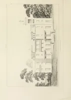 An illustration from Domestic architecture, being a series of designs, for mansions, villas, rectory houses, parsonage houses, bailiff's lodge, gardener's lodge, game-keeper's lodge, park-gate lodges, etc., in the Grecian, Italian, and old English style of architecture : with observations on the appropriate choice of site, the whole designed with strict reference to the practicability of erection, and with due attention to the important consideration of uniting elegance, convenience and domestic comfort with economy, the whole being the result of upwards of thirty years professional experience : with accurate estimates appended to each design (1850)