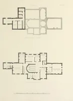 An illustration from Domestic architecture, being a series of designs, for mansions, villas, rectory houses, parsonage houses, bailiff's lodge, gardener's lodge, game-keeper's lodge, park-gate lodges, etc., in the Grecian, Italian, and old English style of architecture : with observations on the appropriate choice of site, the whole designed with strict reference to the practicability of erection, and with due attention to the important consideration of uniting elegance, convenience and domestic comfort with economy, the whole being the result of upwards of thirty years professional experience : with accurate estimates appended to each design (1850)