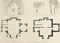 An illustration from Domestic architecture, being a series of designs, for mansions, villas, rectory houses, parsonage houses, bailiff's lodge, gardener's lodge, game-keeper's lodge, park-gate lodges, etc., in the Grecian, Italian, and old English style of architecture : with observations on the appropriate choice of site, the whole designed with strict reference to the practicability of erection, and with due attention to the important consideration of uniting elegance, convenience and domestic comfort with economy, the whole being the result of upwards of thirty years professional experience : with accurate estimates appended to each design (1850)