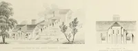 An illustration from Domestic architecture, being a series of designs, for mansions, villas, rectory houses, parsonage houses, bailiff's lodge, gardener's lodge, game-keeper's lodge, park-gate lodges, etc., in the Grecian, Italian, and old English style of architecture : with observations on the appropriate choice of site, the whole designed with strict reference to the practicability of erection, and with due attention to the important consideration of uniting elegance, convenience and domestic comfort with economy, the whole being the result of upwards of thirty years professional experience : with accurate estimates appended to each design (1850)