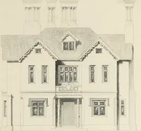 An illustration from Domestic architecture, being a series of designs, for mansions, villas, rectory houses, parsonage houses, bailiff's lodge, gardener's lodge, game-keeper's lodge, park-gate lodges, etc., in the Grecian, Italian, and old English style of architecture : with observations on the appropriate choice of site, the whole designed with strict reference to the practicability of erection, and with due attention to the important consideration of uniting elegance, convenience and domestic comfort with economy, the whole being the result of upwards of thirty years professional experience : with accurate estimates appended to each design (1850)