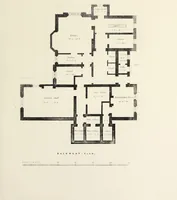 An illustration from Domestic architecture, being a series of designs, for mansions, villas, rectory houses, parsonage houses, bailiff's lodge, gardener's lodge, game-keeper's lodge, park-gate lodges, etc., in the Grecian, Italian, and old English style of architecture : with observations on the appropriate choice of site, the whole designed with strict reference to the practicability of erection, and with due attention to the important consideration of uniting elegance, convenience and domestic comfort with economy, the whole being the result of upwards of thirty years professional experience : with accurate estimates appended to each design (1850)