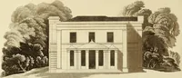 An illustration from Domestic architecture, being a series of designs, for mansions, villas, rectory houses, parsonage houses, bailiff's lodge, gardener's lodge, game-keeper's lodge, park-gate lodges, etc., in the Grecian, Italian, and old English style of architecture : with observations on the appropriate choice of site, the whole designed with strict reference to the practicability of erection, and with due attention to the important consideration of uniting elegance, convenience and domestic comfort with economy, the whole being the result of upwards of thirty years professional experience : with accurate estimates appended to each design (1850)