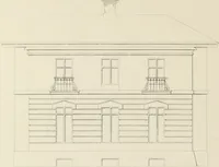 An illustration from Domestic architecture, being a series of designs, for mansions, villas, rectory houses, parsonage houses, bailiff's lodge, gardener's lodge, game-keeper's lodge, park-gate lodges, etc., in the Grecian, Italian, and old English style of architecture : with observations on the appropriate choice of site, the whole designed with strict reference to the practicability of erection, and with due attention to the important consideration of uniting elegance, convenience and domestic comfort with economy, the whole being the result of upwards of thirty years professional experience : with accurate estimates appended to each design (1850)