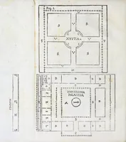 An illustration from Dominici Aulisi Opuscula : De gymnasii constructione, Mausolei architectura, Harmonia Timaica, & Numeris medicis : his accessit Epistola de colo Mayerano (1694)