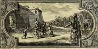 An illustration from Doorlugte voorbeelden der ouden : leerzaame zinnebeelden, nevens 't treurspel van L. Junius Brutus, vaderlyke gestrengheid, en verscheide gedigten (1725)