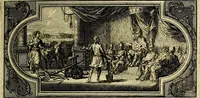 An illustration from Doorlugte voorbeelden der ouden : leerzaame zinnebeelden, nevens 't treurspel van L. Junius Brutus, vaderlyke gestrengheid, en verscheide gedigten (1725)