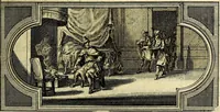 An illustration from Doorlugte voorbeelden der ouden : leerzaame zinnebeelden, nevens 't treurspel van L. Junius Brutus, vaderlyke gestrengheid, en verscheide gedigten (1725)