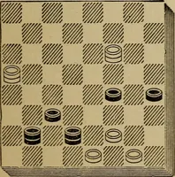 An illustration from Draughts : Gould's problems, critical positions and games by all the greatest players and composers of the world, the whole interspersed with notes on the positions / by Joseph Gould (1895)