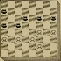 An illustration from Draughts : Gould's problems, critical positions and games by all the greatest players and composers of the world, the whole interspersed with notes on the positions / by Joseph Gould (1895)