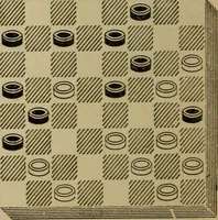 An illustration from Draughts : Gould's problems, critical positions and games by all the greatest players and composers of the world, the whole interspersed with notes on the positions / by Joseph Gould (1895)