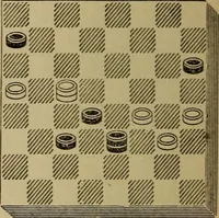An illustration from Draughts : Gould's problems, critical positions and games by all the greatest players and composers of the world, the whole interspersed with notes on the positions / by Joseph Gould (1895)