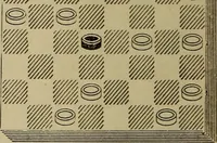 An illustration from Draughts : Gould's problems, critical positions and games by all the greatest players and composers of the world, the whole interspersed with notes on the positions / by Joseph Gould (1895)