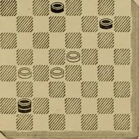An illustration from Draughts : Gould's problems, critical positions and games by all the greatest players and composers of the world, the whole interspersed with notes on the positions / by Joseph Gould (1895)