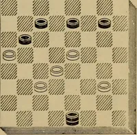 An illustration from Draughts : Gould's problems, critical positions and games by all the greatest players and composers of the world, the whole interspersed with notes on the positions / by Joseph Gould (1895)