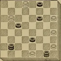 Picture 347 of 619 from Draughts : Gould's problems, critical positions and games by all the greatest players and composers of the world, the whole interspersed with notes on the positions / by Joseph Gould (1895), leaf 113