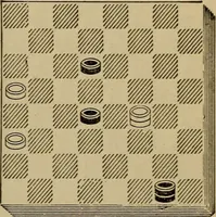 Picture 377 of 619 from Draughts : Gould's problems, critical positions and games by all the greatest players and composers of the world, the whole interspersed with notes on the positions / by Joseph Gould (1895), leaf 120