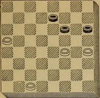 Picture 389 of 619 from Draughts : Gould's problems, critical positions and games by all the greatest players and composers of the world, the whole interspersed with notes on the positions / by Joseph Gould (1895), leaf 124