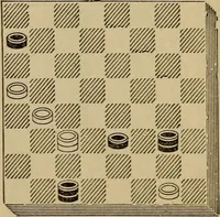 An illustration from Draughts : Gould's problems, critical positions and games by all the greatest players and composers of the world, the whole interspersed with notes on the positions / by Joseph Gould (1895)