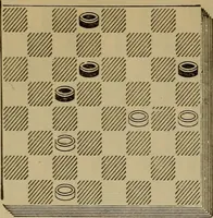 An illustration from Draughts : Gould's problems, critical positions and games by all the greatest players and composers of the world, the whole interspersed with notes on the positions / by Joseph Gould (1895)