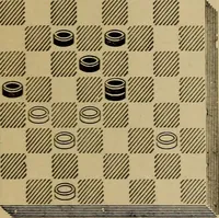 An illustration from Draughts : Gould's problems, critical positions and games by all the greatest players and composers of the world, the whole interspersed with notes on the positions / by Joseph Gould (1895)