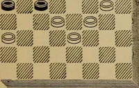 Picture 405 of 619 from Draughts : Gould's problems, critical positions and games by all the greatest players and composers of the world, the whole interspersed with notes on the positions / by Joseph Gould (1895), leaf 128