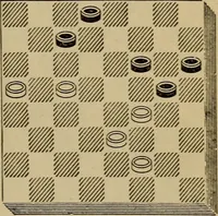 An illustration from Draughts : Gould's problems, critical positions and games by all the greatest players and composers of the world, the whole interspersed with notes on the positions / by Joseph Gould (1895)