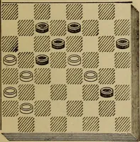 Picture 423 of 619 from Draughts : Gould's problems, critical positions and games by all the greatest players and composers of the world, the whole interspersed with notes on the positions / by Joseph Gould (1895), leaf 132