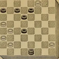 An illustration from Draughts : Gould's problems, critical positions and games by all the greatest players and composers of the world, the whole interspersed with notes on the positions / by Joseph Gould (1895)