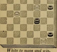 Picture 465 of 619 from Draughts : Gould's problems, critical positions and games by all the greatest players and composers of the world, the whole interspersed with notes on the positions / by Joseph Gould (1895), leaf 144