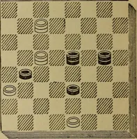 An illustration from Draughts : Gould's problems, critical positions and games by all the greatest players and composers of the world, the whole interspersed with notes on the positions / by Joseph Gould (1895)