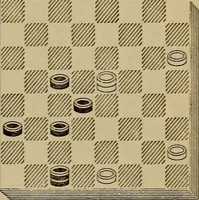 An illustration from Draughts : Gould's problems, critical positions and games by all the greatest players and composers of the world, the whole interspersed with notes on the positions / by Joseph Gould (1895)