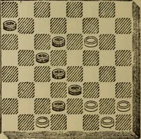 An illustration from Draughts : Gould's problems, critical positions and games by all the greatest players and composers of the world, the whole interspersed with notes on the positions / by Joseph Gould (1895)