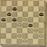 An illustration from Draughts : Gould's problems, critical positions and games by all the greatest players and composers of the world, the whole interspersed with notes on the positions / by Joseph Gould (1895)