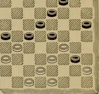 An illustration from Draughts : Gould's problems, critical positions and games by all the greatest players and composers of the world, the whole interspersed with notes on the positions / by Joseph Gould (1895)