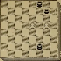 An illustration from Draughts : Gould's problems, critical positions and games by all the greatest players and composers of the world, the whole interspersed with notes on the positions / by Joseph Gould (1895)