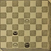 An illustration from Draughts : Gould's problems, critical positions and games by all the greatest players and composers of the world, the whole interspersed with notes on the positions / by Joseph Gould (1895)